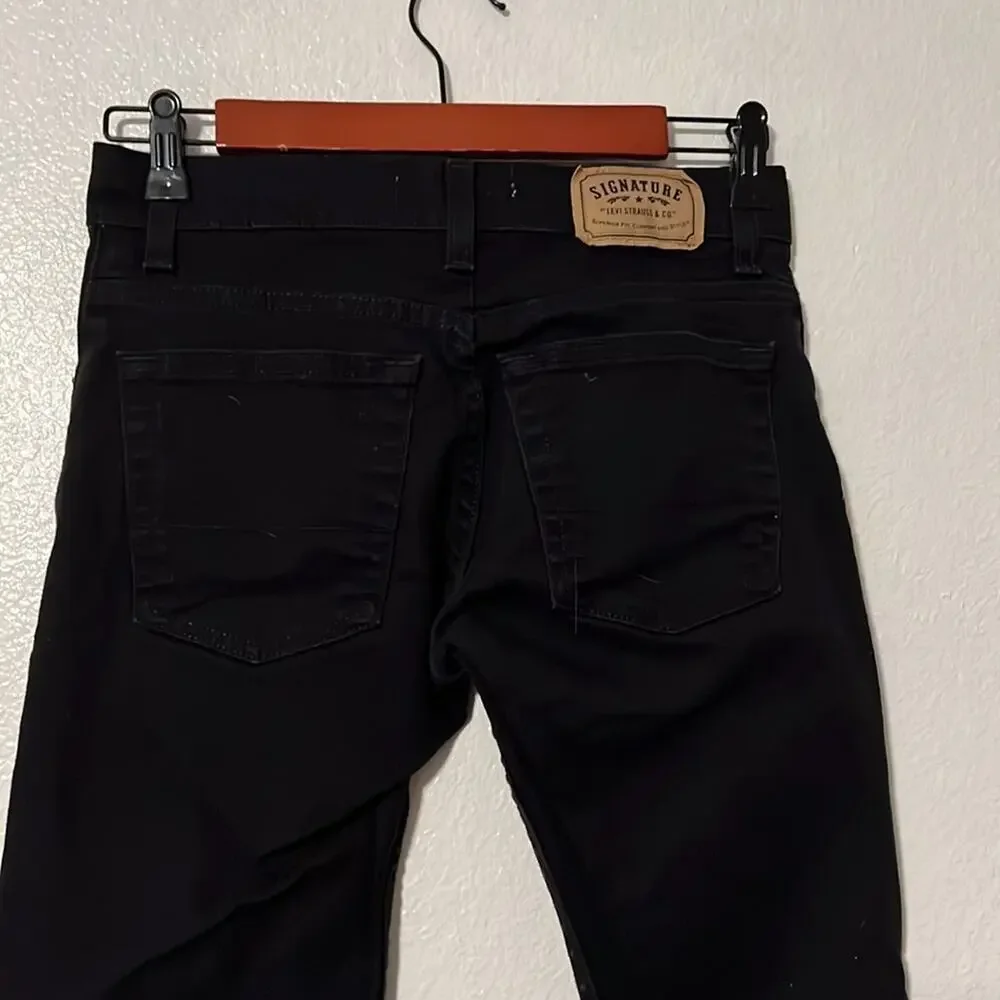 Levi's Signature Skinny Fit Black Denim Jeans Pants Size Youth 12